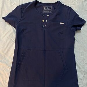 Figs Navy Blue Scrub Top, XS